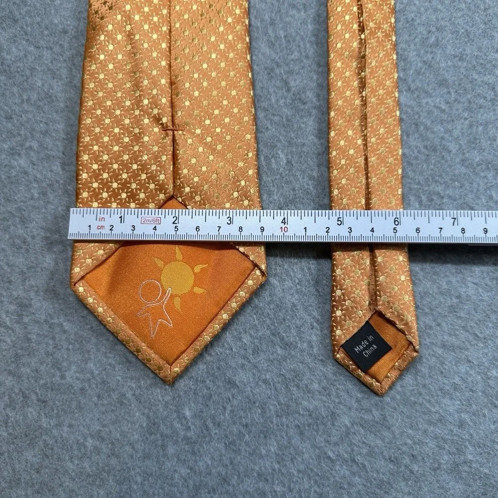 Sunburst Silk Tie Orange Gold Celestial Novelty Wedding Men's Necktie 59x3.5in - Picture 5 of 7